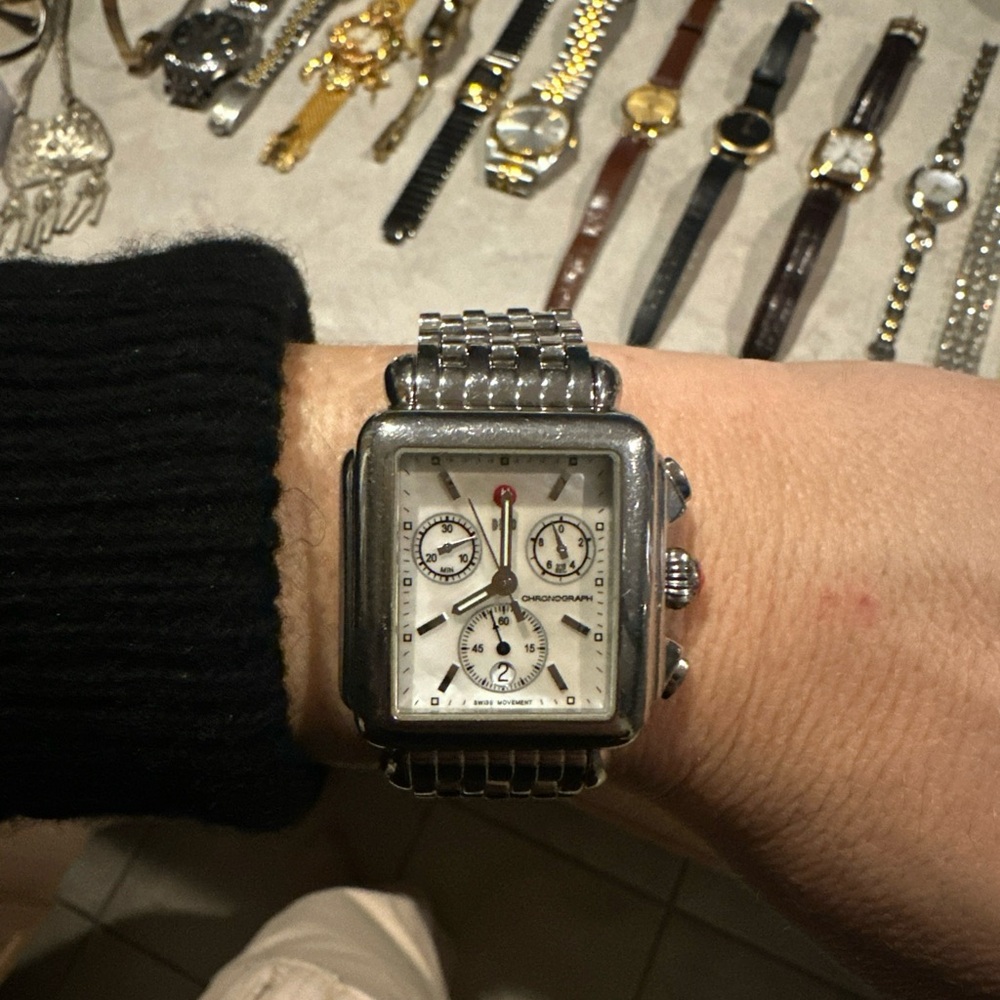 Michele Silver Stainless Steel Rectangular Diamon… - image 4